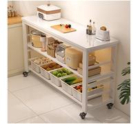 Isla de Cocina, gabinete de Almacenamiento con estantes Abiertos, gabinetes Tipo Buffet, aparador, Mesa Tipo Isla con Ruedas for preparación de Comidas(White,120x25cm/47.24x9.84in)
