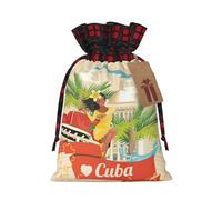 Isla de Cuba - Bolsa de regalo artesanal de arpillera con cordón, una elegante bolsa de regalo textil perfecta para cualquier ocasión