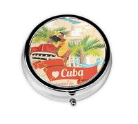 Isla de Cuba. Este pequeño pastillero de viaje redondo y de tres compartimentos es perfecto para almacenar medicamentos diarios, vitaminas y sobre la marcha.