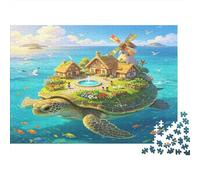Isla de Gran Tortuga Marina Puzzle de 1000 Piezas Papel para Adultos Casa de Ensueño Juego de Puzzle 1000 Piezas Relajación Familia Decoración Regalo 38x26cm/1000pcs