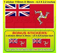Isla de Man Civil Ensign comerciante bandera Reino Unido de Man pantalla de 4,3 "(110 mm) vinilo pegatina, Skin x1 + 2 Bonus