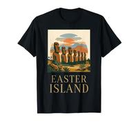 Isla de Pascua Chile Moai Estatuas Vintage Retro Viaje Arte Camiseta