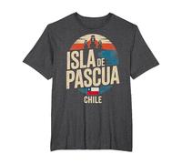 Isla de Pascua Chile Moai Sunset Gráfico Camiseta, Hombre Tallas Grandes, Jaspeado Oscuro, 4X Alto