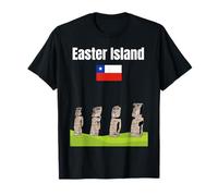 Isla de Pascua Moai estatuas Recuerdo Chile Vacaciones Bandera de Chile Camiseta