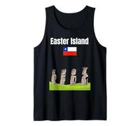 Isla de Pascua Moai estatuas Recuerdo Chile Vacaciones Bandera de Chile Camiseta sin Mangas