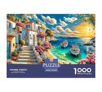 Isla de Santorini Puzzle 1000 Piezas para La Familia-Rompecabezas Difícil, Apto para Adultos Y Adolescentes A Partir De 12 Años 70x50cm/1000pcs