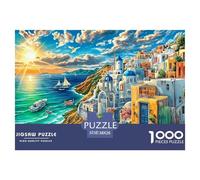 Isla de Santorini Rompecabezas 1000 Pieza, Puzzle Difícilpara Adultos Jigsaw Puzzle DIY para Juegos Familiares Rompecabezas 38x26cm/1000pcs