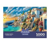 Isla de Santorini Rompecabezas 1000 Pieza, Puzzle Difícilpara Adultos Jigsaw Puzzle DIY para Juegos Familiares Rompecabezas 52x38cm/1000pcs