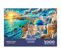 Isla de Santorini Rompecabezas 1000 Pieza, Puzzle Difícilpara Adultos Jigsaw Puzzle DIY para Juegos Familiares Rompecabezas 52x38cm/1000pcs