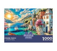 Isla de Santorini Rompecabezas 1000 Pieza, Puzzle Difícilpara Adultos Jigsaw Puzzle DIY para Juegos Familiares Rompecabezas 38x26cm/1000pcs