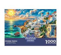 Isla de Santorini Rompecabezas 1000 Pieza, Puzzle Difícilpara Adultos Jigsaw Puzzle DIY para Juegos Familiares Rompecabezas 38x26cm/1000pcs