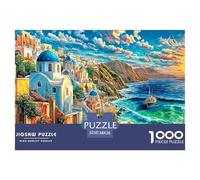 Isla de Santorini Rompecabezas 1000 Piezas, Puzzles Imposible, De Juego De para Adultos Y Niños A Partir De 12 Años 38x26cm/1000pcs