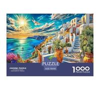 Isla de Santorini Rompecabezas 1000 Piezas, Puzzles Imposible, De Juego De para Adultos Y Niños A Partir De 12 Años 70x50cm/1000pcs