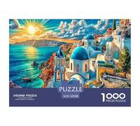 Isla de Santorini Rompecabezas 1000 Piezas, Puzzles Imposible, De Juego De para Adultos Y Niños A Partir De 12 Años 52x38cm/1000pcs