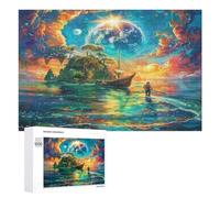 Isla del Barco Viajero Puzzles 1000 Piezas Obra De Arte 3D Familiar arcoíris Soñalmente fantástico Rompecabezas Colorido para Adultos Y Niños A 12 Años DIY Moderno Aliviar Estrés 1000 PCS