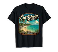Isla del Gato Bahamas Vacaciones en Isla del Gato Bahamas Camiseta gráfica económica, Hombre, Negro, XL