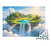 Isla Flotante Puzzle de 1000 Piezas Juego de Puzzle 1000 Piezas Papel para Adultos Paisaje Natural Arcoíris Decoración Hogar Relajación Regalo 70x50cm/1000pcs