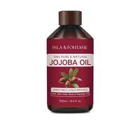 ISLA & FONTANE Aceite de jojoba - 500 ml (17 onzas líquidas) | 100% puro y natural | dorado, sin refinar, prensado en frío | Aceite portador sin hexano para piel, cabello, cara, uñas y cuerpo