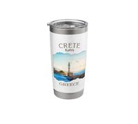 Isla Griega Creta Grecia Chania Old Town Lighthouse Harbour Vaso térmico de acero inoxidable de doble pared