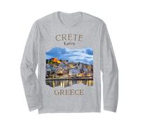 Isla griega Creta Grecia con Rethimno Town Harbour Manga Larga