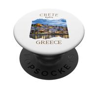 Isla griega Creta Grecia con Rethimno Town Harbour PopSockets PopGrip Adhesivo