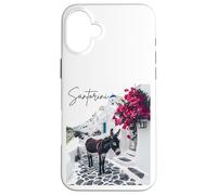 Isla Griega Santorini Burro y Bougainvillea Blue Church Carcasa para iPhone 16 Plus