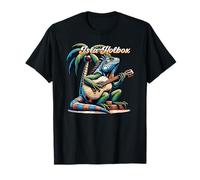 Isla Holbox Iguana Tocando Guitarra Bajo Un Palmera Camiseta