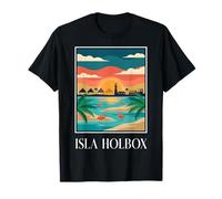 Isla Holbox México Flamingo Playa Vintage Retro Viaje Camiseta