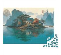Isla Lago Montaña Paisaje Puzzle de 1000 Piezas Puzzle para Adultos Papel Naturaleza Tranquila Relajación Interacción Hogar Regalo 38x26cm/1000pcs