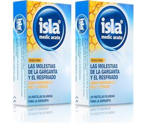 Isla Medic Acute Pastillas Blandas para Chupar, Alivian el Dolor de Garganta y el Resfriado, con Musgo de Islandia, para Adultos y Niños a Partir de 6 Años, Sabor Miel y Cítricos, 20 Pastillas