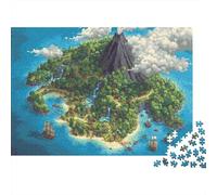 Isla Misteriosa Puzzle de 1000 Piezas Papel para Adultos Escena Volcán Juego de Puzzle 1000 Piezas Relajante Familiar 38x26cm/1000pcs