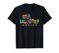 Isla Mujeres México Retro Tropical Diseño Tipográfico Camiseta