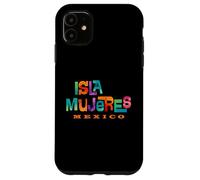 Isla Mujeres México Retro Tropical Diseño Tipográfico Carcasa para iPhone 11