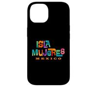 Isla Mujeres México Retro Tropical Diseño Tipográfico Carcasa para iPhone 14