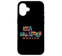 Isla Mujeres México Retro Tropical Diseño Tipográfico Carcasa para iPhone 16