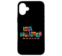 Isla Mujeres México Retro Tropical Diseño Tipográfico Carcasa para iPhone 16 Plus