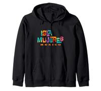 Isla Mujeres México Retro Tropical Diseño Tipográfico Sudadera con Capucha