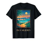 Isla Mujeres México Vintage Retro Coastal Travel Art Camiseta