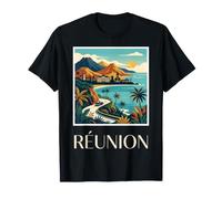 Isla Reunión Francia Costa Tropical Vintage Viaje Diseño Camiseta