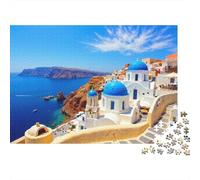 Isla Santorini Vista Rompecabezas 1000 Piezas, Vista Costera de la Isla de Santorini, Estético y Desafiante, Decoración Hogar, Regalo para Familiares y Parejas, Adultos y Niños, 70x50cm