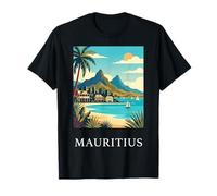 Isla Tropical de Mauricio Retro Beach Travel Art Camiseta