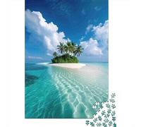 Isla Tropical Playa Puzzle de 1000 Piezas Puzzle para Adultos Papel Agua Transparente Relajación Decoración Regalo 52x38cm/1000pcs