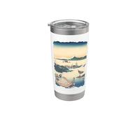 Isla Tsukuda en Musashi Hokusai Vintage Retro Arte Japonés Vaso térmico de acero inoxidable de doble pared