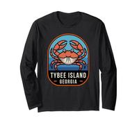 Isla Tybee Georgia Crab Coastal Beach Travel Manga Larga