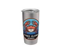Isla Tybee Georgia Crab Coastal Beach Travel Vaso térmico de acero inoxidable de doble pared