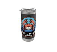 Isla Tybee Georgia Crab Coastal Beach Travel Vaso térmico de acero inoxidable de doble pared