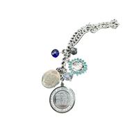 Islam Car Pendant Allah with Four Qul Suras & AYATUL KURSI, Metal Alloy Muslim Rearview Mirror Hanging Charm with Stainless Steel Chain, Arabic Calligraphy Spiritual Protection for Drivers