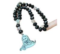 Islamic Stainless Steel Car Pendant with Black Beads - Muslim Rear View Mirror Hanging Ornament - Spiritual Jewelry Accessory