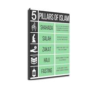 Islamic Wall Art Canvas Print Arabic Calligraphy Poster Foundations of Islam Muslim Home Decor for Living Room Prayer Room(Unframed,12X18inch(30X45cm))