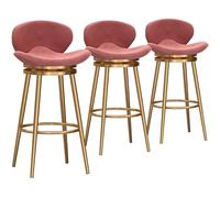 Island Chair - Juego de 3 taburetes de bar para encimera de cocina, sillas de altura de mostrador, taburetes de bar con respaldo, modernos/giratorios/terciopelo, reposapiés de metal, azul, 29.5